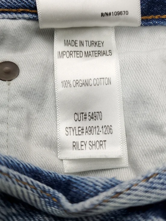 Agolde Womens Cut-Off Blue Denim Shorts Riley Button Fly High Rise Cotton Sz 27 - Picture 8 of 9